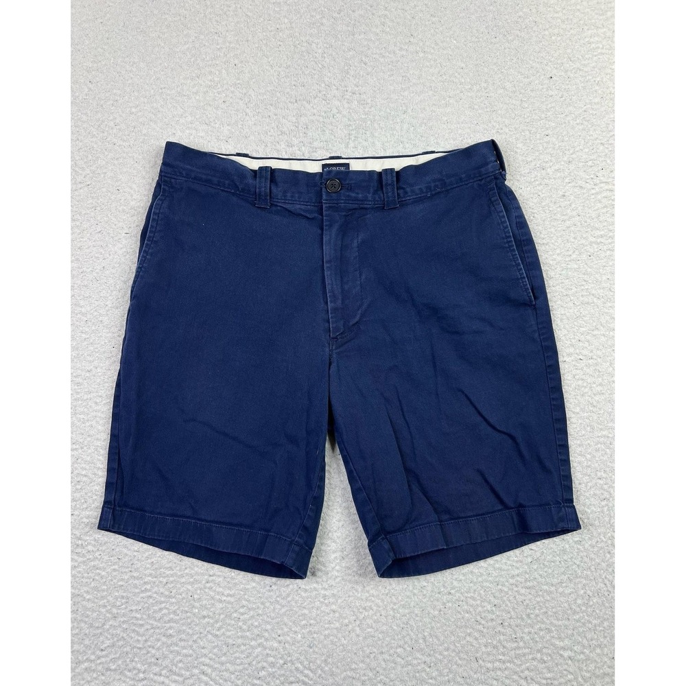 J Crew Shorts Mens 31 Navy Blue 9" Inseam‎ Chino Flat Front Stretch H5020
